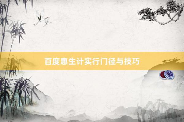 百度惠生计实行门径与技巧